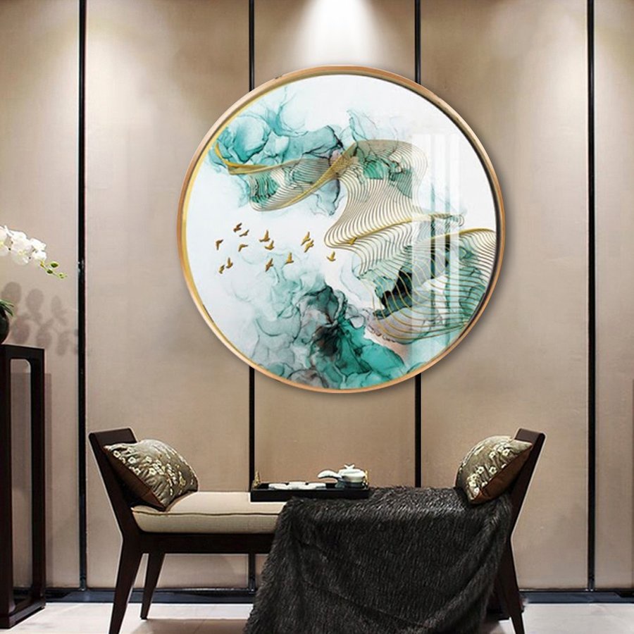 Tranh Treo Tường 3D TƯỜNG VIP - Tranh Tròn Tráng Gương Chim Én Nghệ Thuật 3 + Tặng Kèm Đinh Đa Năng Không Cần Khoan Tườ