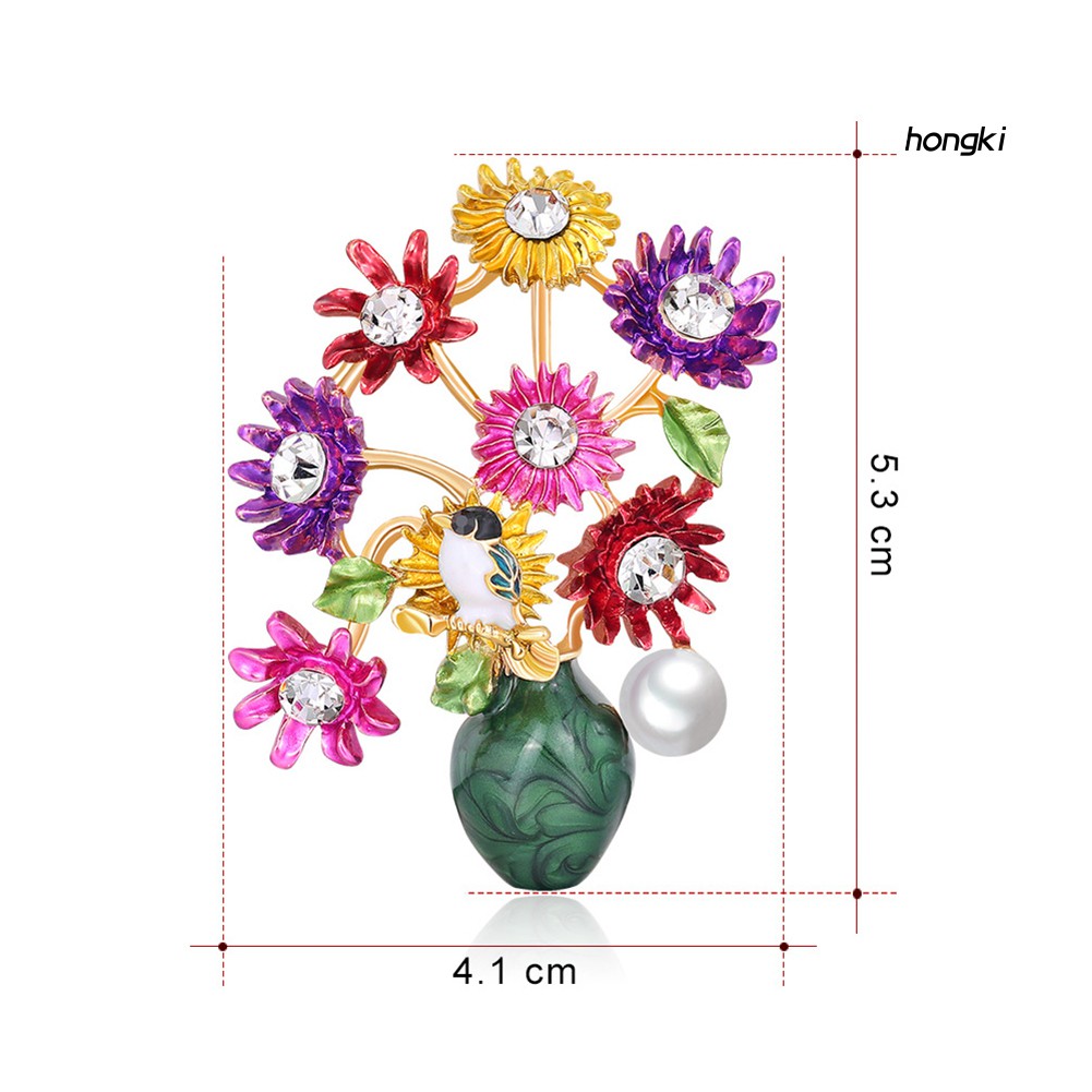 Ghim Cài Áo Hình Bình Hoa Đính Kim Cương Giả Thời Trang Cho Nữ