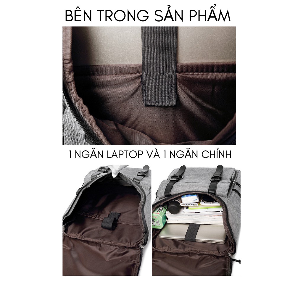 Balo Thời Trang Văn Phòng Chuyên Mang Laptop Nam Nữ Đi Học Đi Làm Đen Xám Xanh