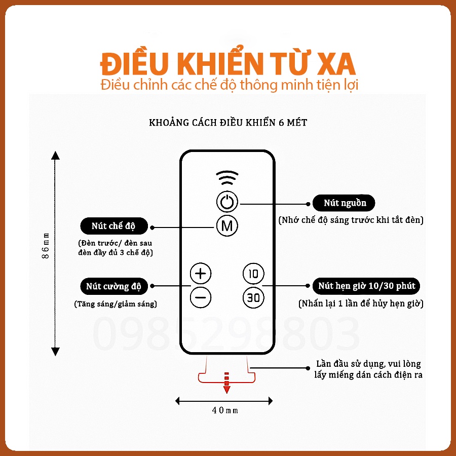 Đèn ngủ Oval cắm điện 10 cấp độ sáng có remote