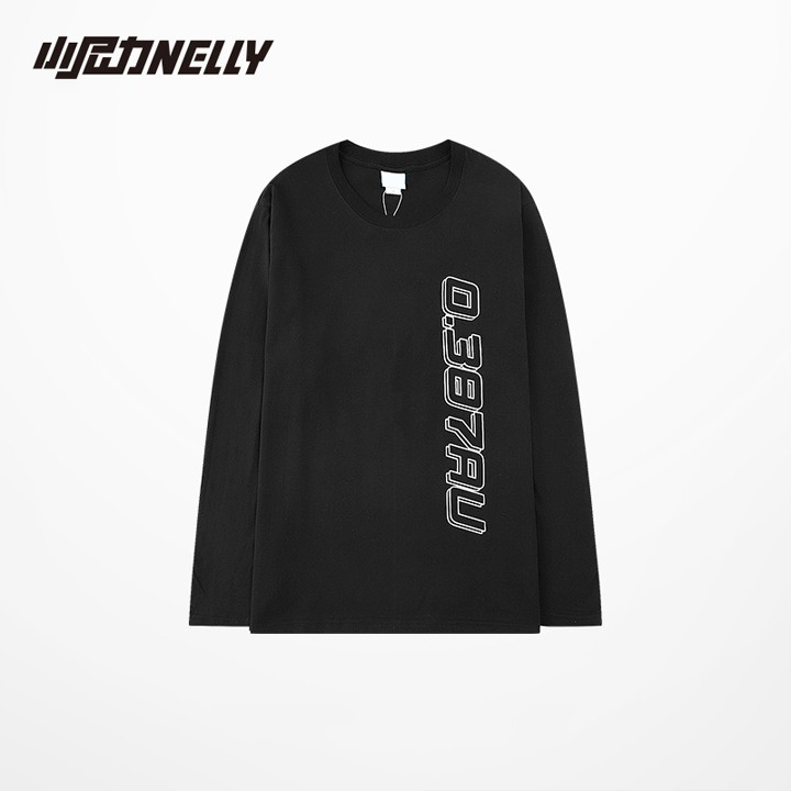 Áo thun dài tay NELLY cotton 100% dáng unisex form rộng in hình 0387au mã N0154
