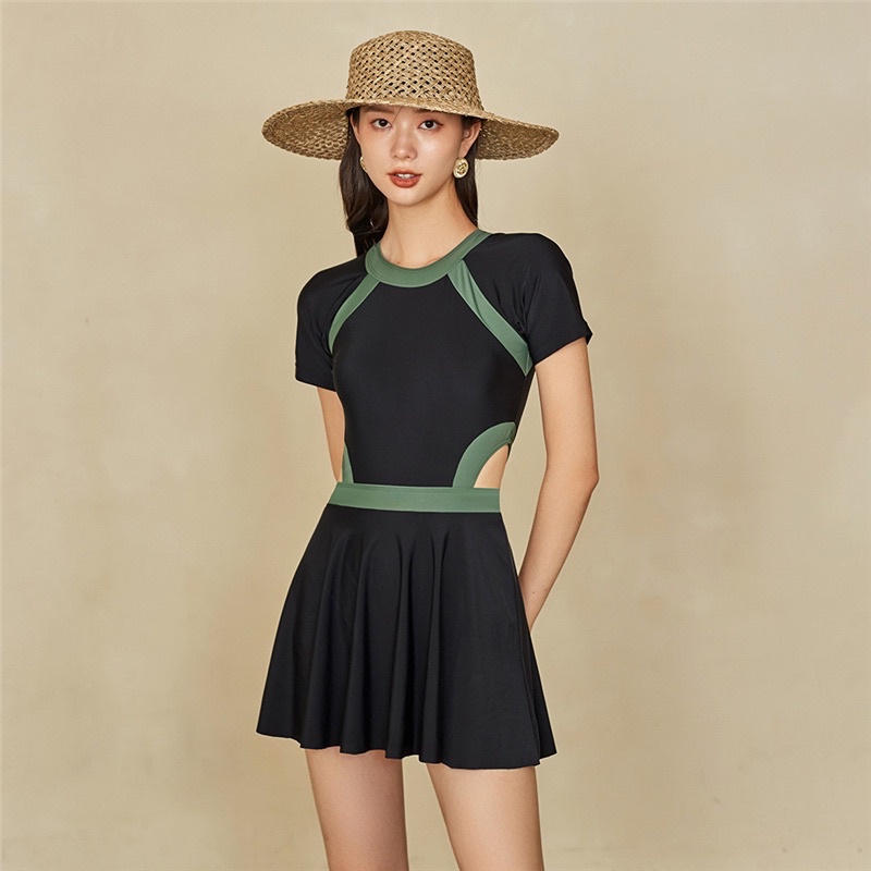 Bikini váy bên trong có quần kín đáo, đồ bơi Hàn Quốc cao cấp, đi biển, có 2 màu, học bơi vải xịn có mút ngực