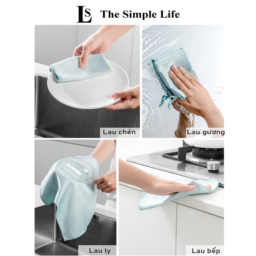 Khăn lau bếp 2 mặt siêu thấm, khăn lau tay, chén đĩa, lau bếp vảy cá siêu sạch đa năng, mềm mịn, cao cấp [CHÍNH HÃNG]