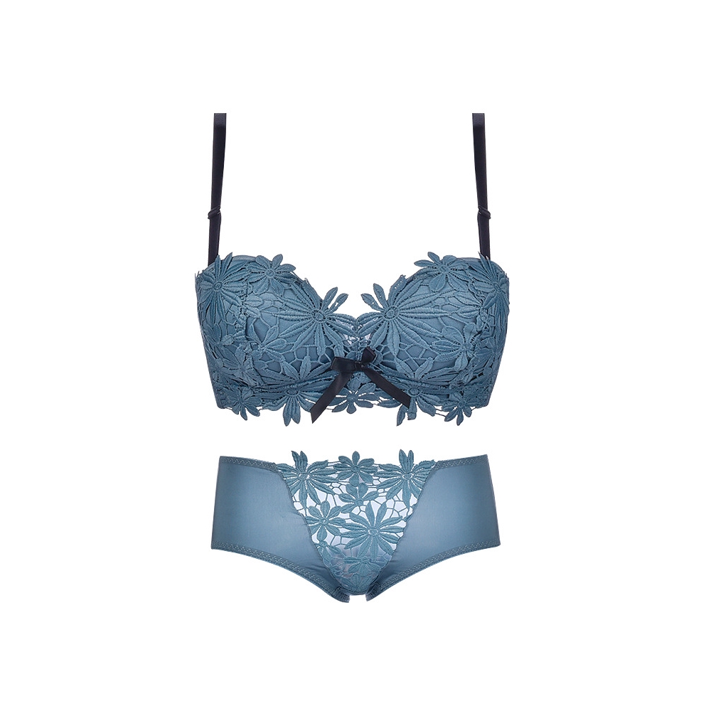 French Gather Sexy Lace Top Embroidery Adjustable Bra Set | BigBuy360 - bigbuy360.vn