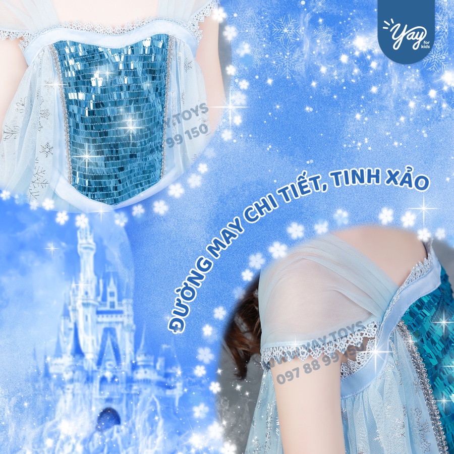 Váy Nữ Hoàng Băng Giá Elsa Kèm Phụ Kiện  - Frozen 1 - Yay