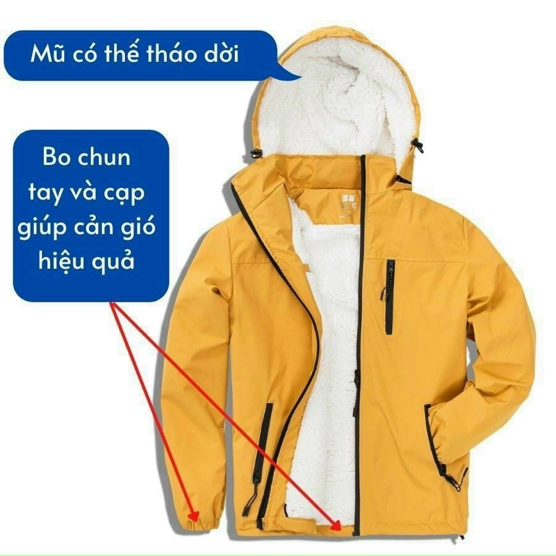 Áo gió lót lông nam, áo gió tráng bạc lót lông cừu siêu ấm, đủ size cho nam và nữ LL