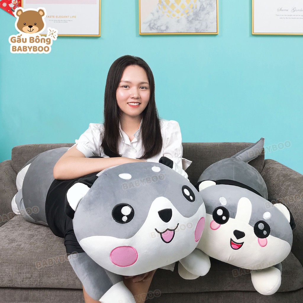 Gấu Bông Husky 1m7 Siêu To Khổng Lồ - Gối Ôm Thú Nhồi Bông Quà Tặng BABYBOO