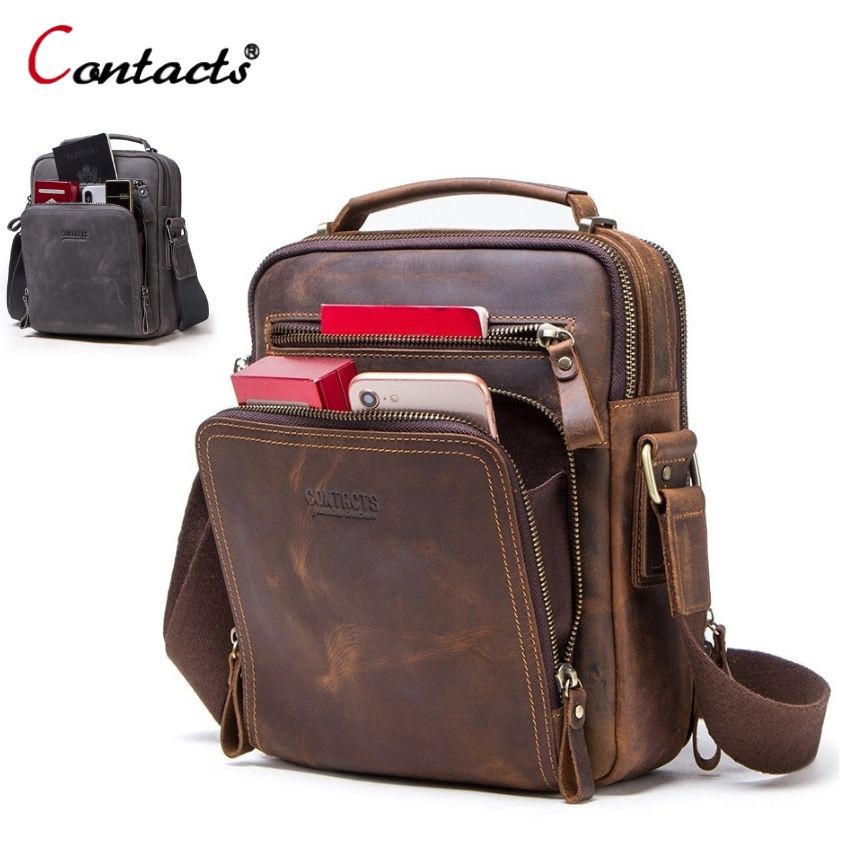 Contact's HOT!! 2019 Genuine Leather Bags Men High Quality MB108 - Túi Đeo Chéo Da Bò Kiểu Balo Đựng Ví - Nam Nữ