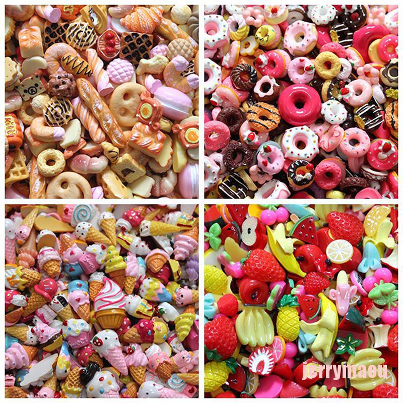 Set 10 mô hình đồ chơi mini hình thức ăn / bánh donut / trái cây xinh xắn dành cho các bé