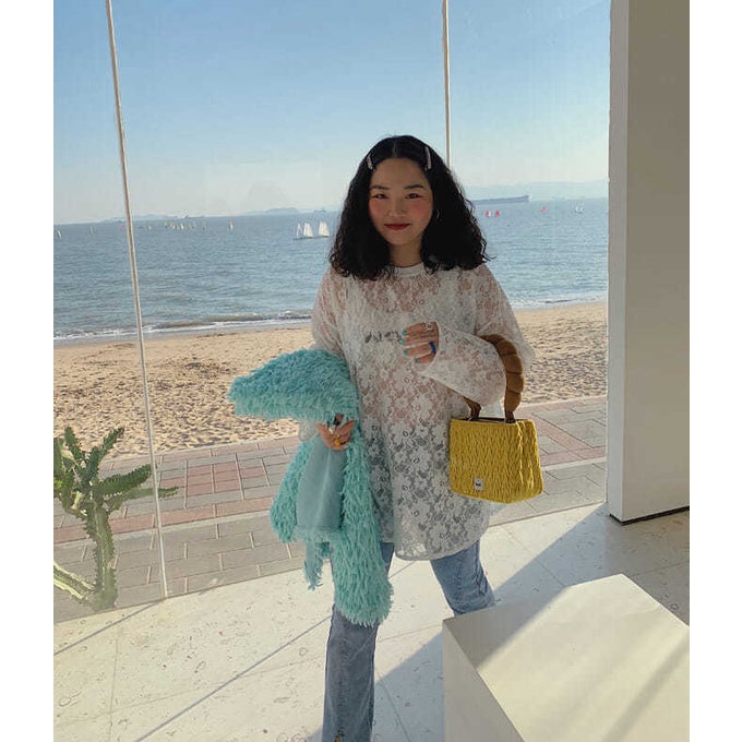 Bán Chạy!F &amp; X Áo Thun Chống Nắng Tay Dài Cổ Tròn Phối Ren Mỏng Phong Cách Mùa Hè 300 Jin Oversize Cho Nữ