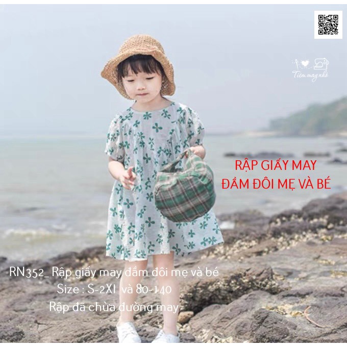 RN352_Rập giấy may đầm đôi mẹ và bé