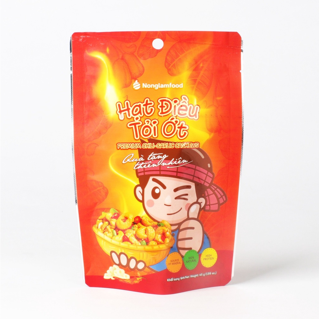 Hạt điều tỏi ớt Nonglamfood 45g | Premium chili-garlic cashews