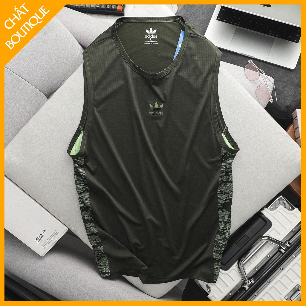 Áo thun 3 lỗ nam màu trơn phối camo độc đáo, tanktop chất vải lỗ kim siêu thoáng mát chuyên dụng cho tập luyện thể thao