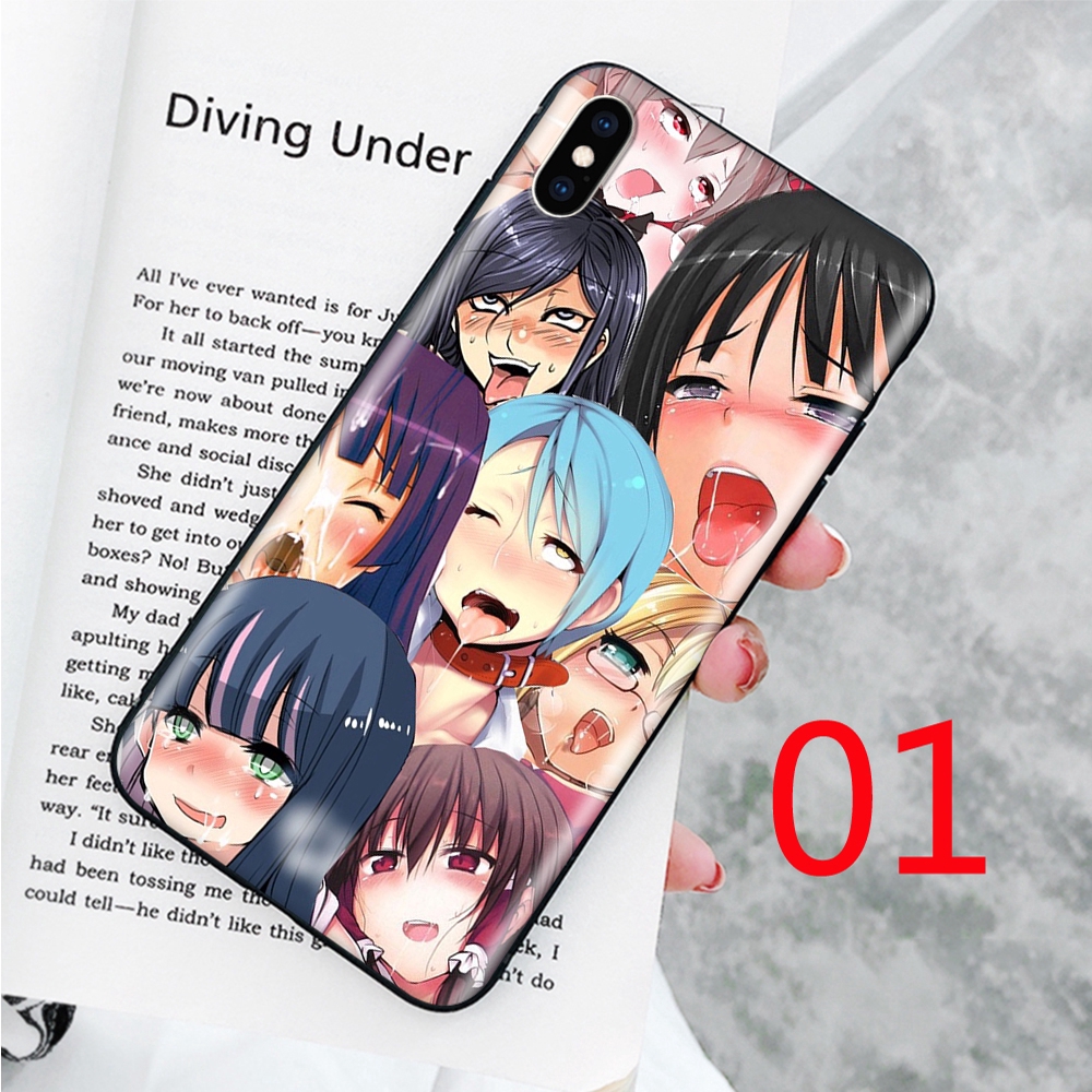 Ốp điện thoại silicon in hình anime ahegao thích hợp cho iphone 5 5s 6 6s plus 7 8 se x xr xs max