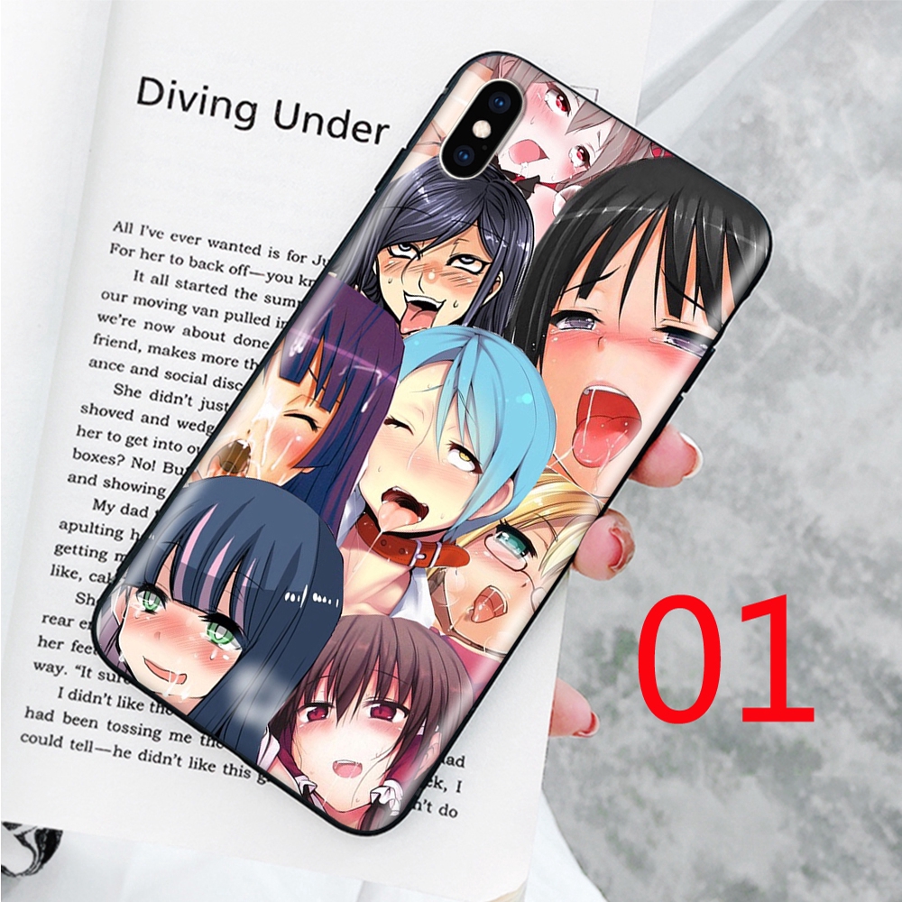 Ốp điện thoại silicon dẻo in hình anime Ahegao cho iPhone 5 5S 6 6S Plus 7 8 SE X XR XS Max