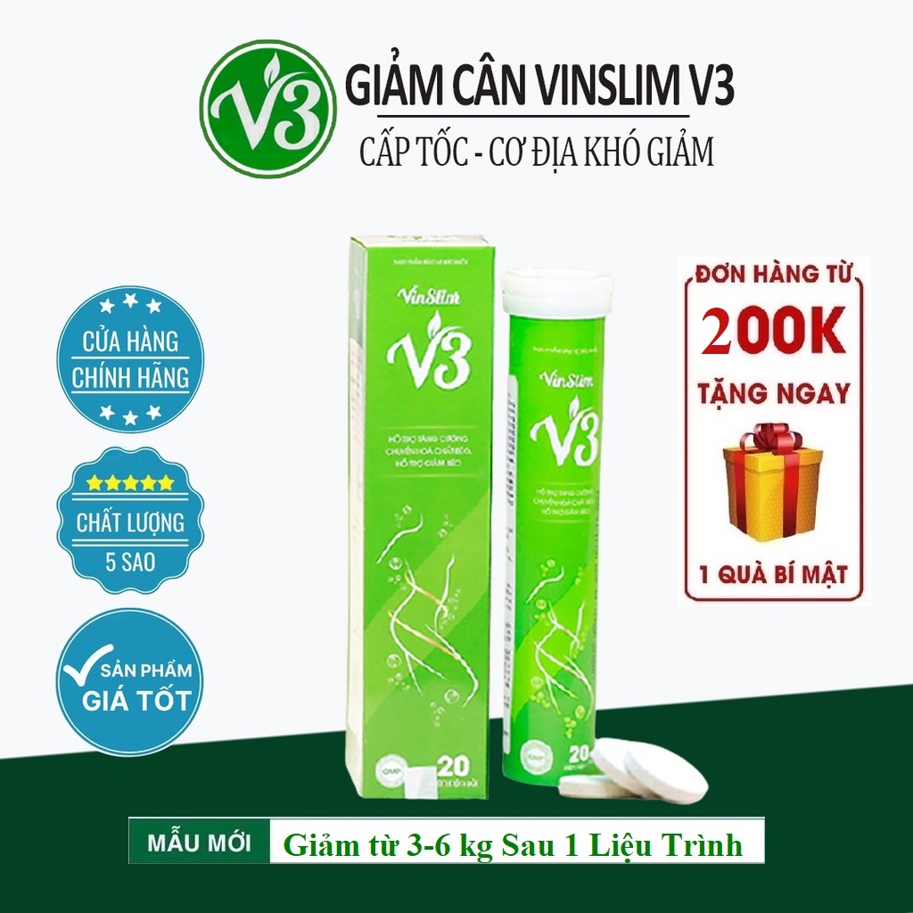 Viên Sủi Giảm Cân V3 Vinslim Chính Hãng giảm cân nhanh cấp tốc detox giảm béo không phải phải thuốc