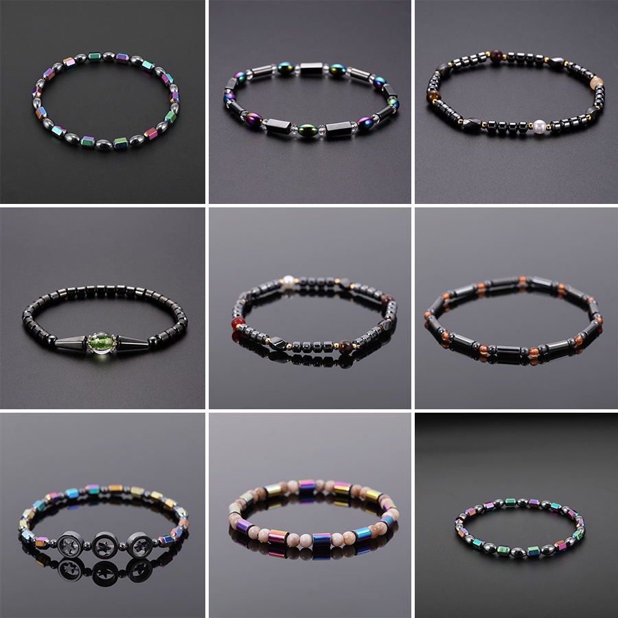 Vòng Tay Chuỗi Hạt Từ Tính Màu Đen Co Giãn Tốt Cho Nam Và Nữ