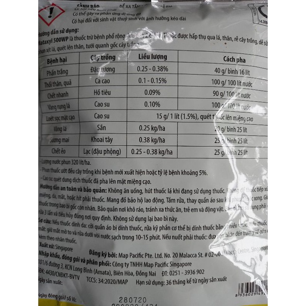 Mataxyl 500WP – Thuốc trừ bệnh phổ rộng