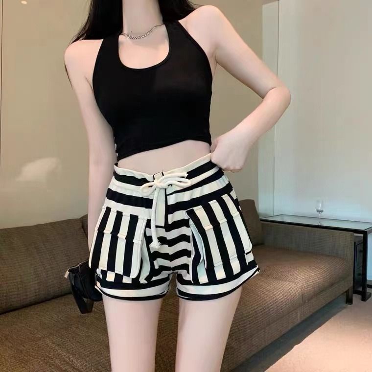 Quần short nữ Pure Cube ống rộng họa tiết sọc ngang nhiều màu cỡ lớn mẫu mới phong cách Hàn Quốc thời trang mùa hè