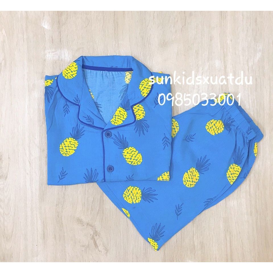 Bộ Pijama xuất Hàn dứa xanh chất lụa đẹp