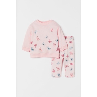 Set nỉ H&M Hồng hoạ tiết siêu xinh cho bé
