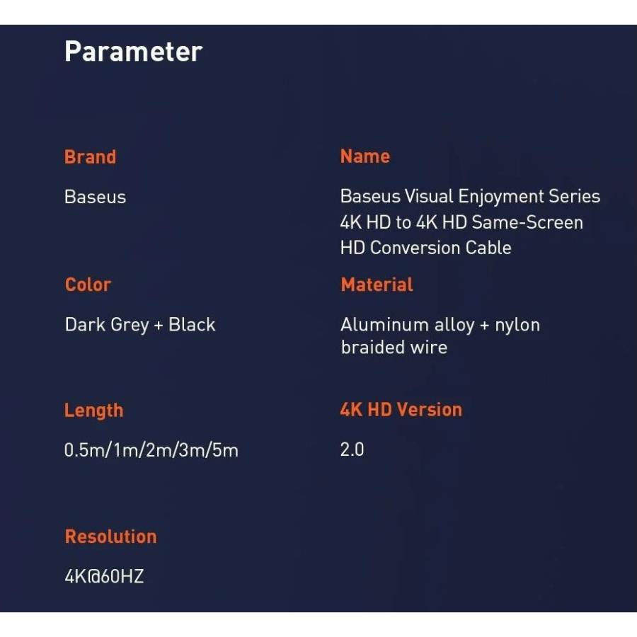Cáp HDMI Baseus Enjoyment Series 4K LV724