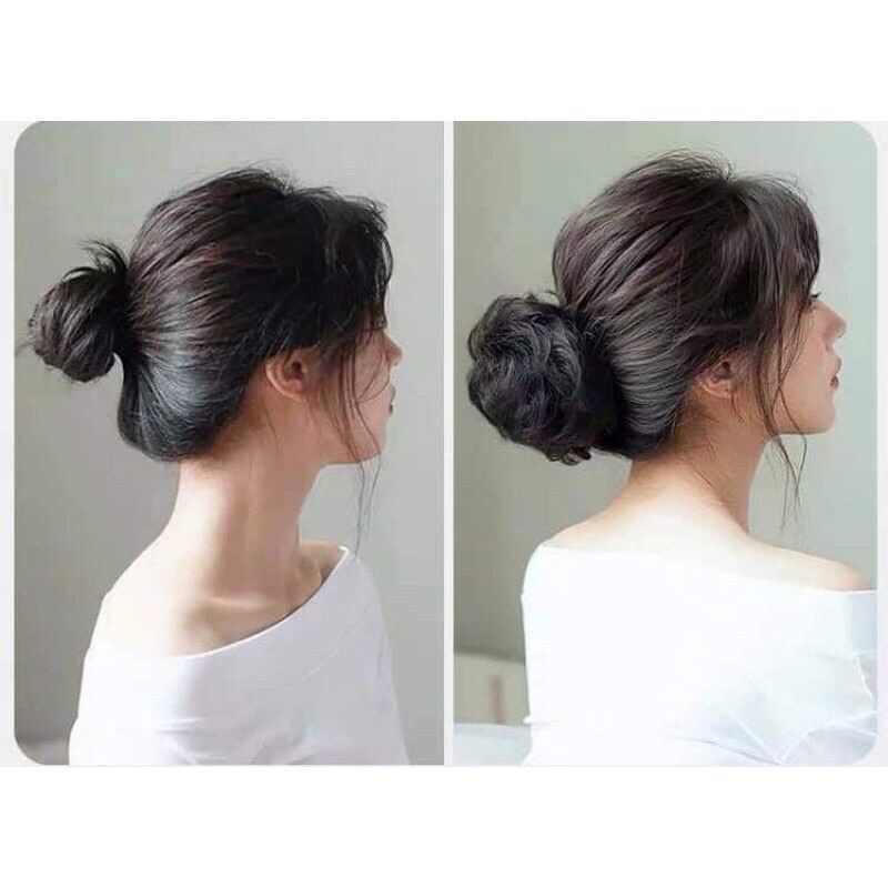 &lt;KÈM ẢNH THẬT&gt; Búi phủ xoăn tóc giả đẹp (loại TO, Tơ KHÔNG BÓNG)