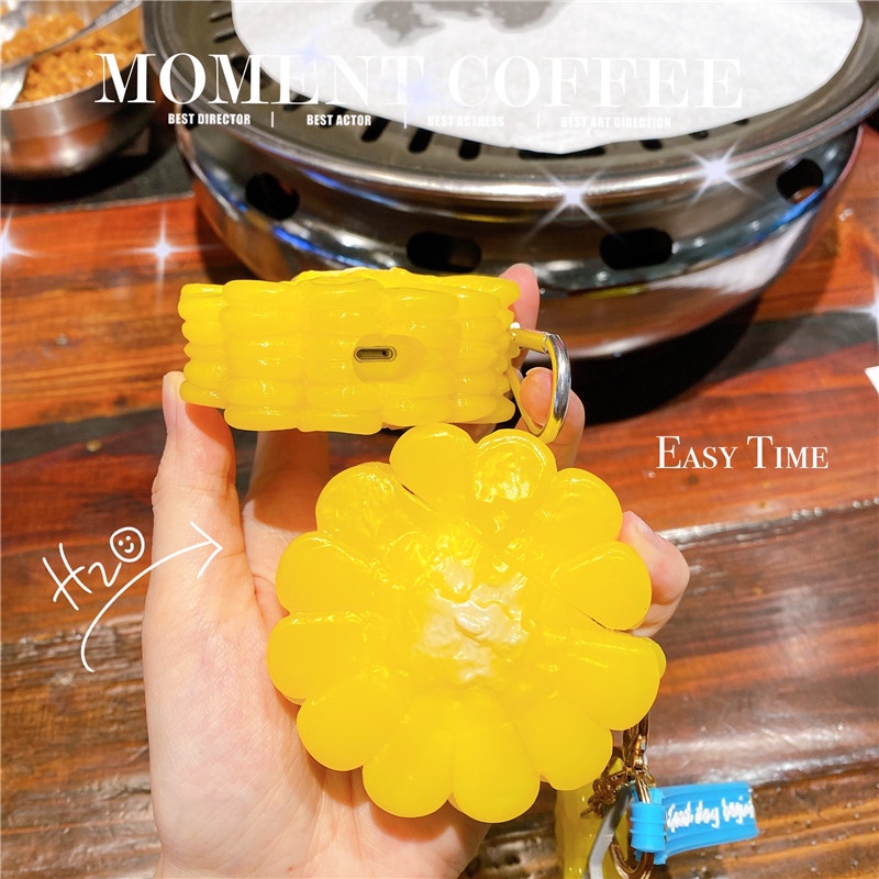 Vỏ Bảo Vệ Hộp Sạc Tai Nghe AirPods3 AirPods3 AirPods3 Pro AirPods2gen Màu Vàng Họa Tiết Trái Bắp Dễ Thương Ốp