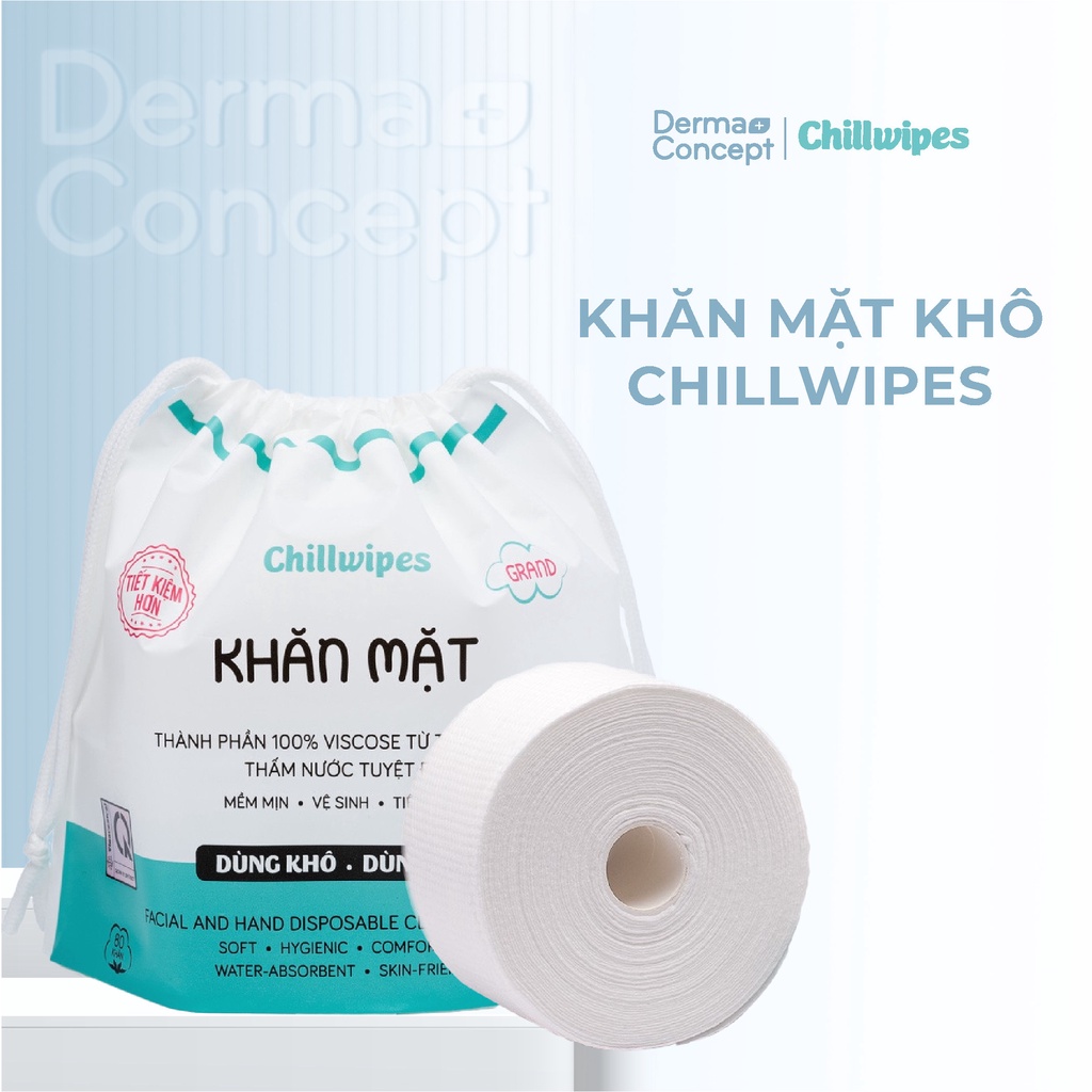 Khăn mặt khô CHILLWIPES dùng 1 lần, mềm mịn - vệ sinh - tiện dụng