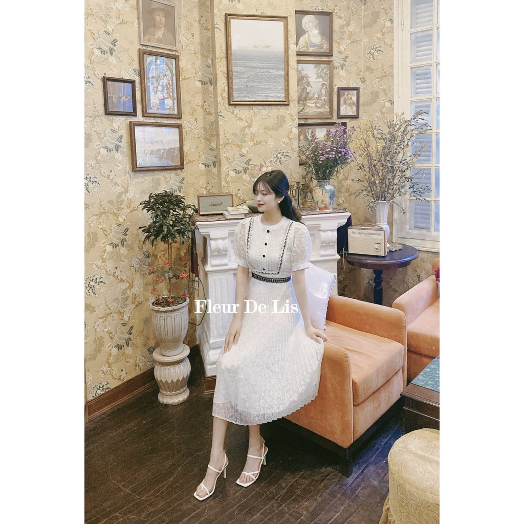 Mei Dress - Váy trắng cổ ren tiểu thư