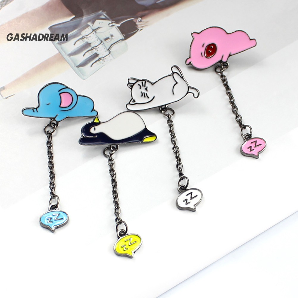 ♉GD Fashion Unisex Sleep Pig Cat Brooch Pin Enamel Coat Jacket Denim Jewelry Decor