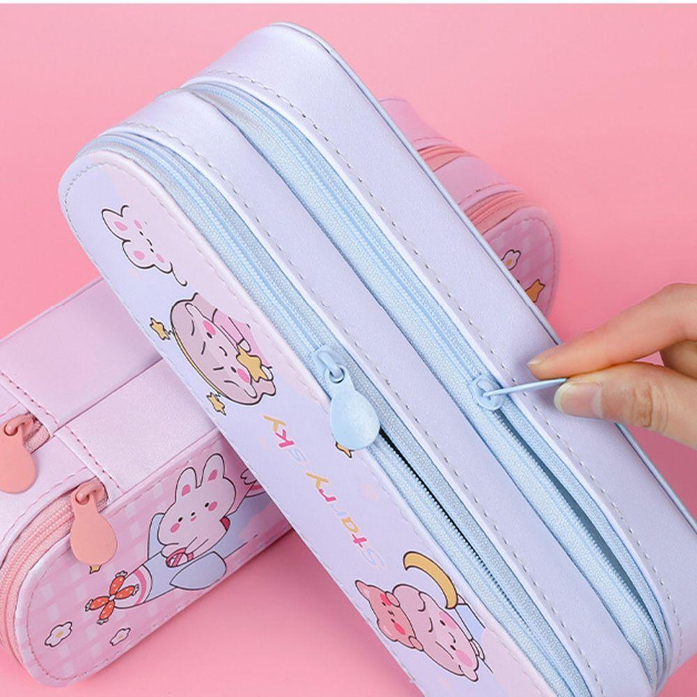 Bóp Viết Hai Lớp Có Khóa Kéo Họa Tiết Dễ Thương Sáng Tạo