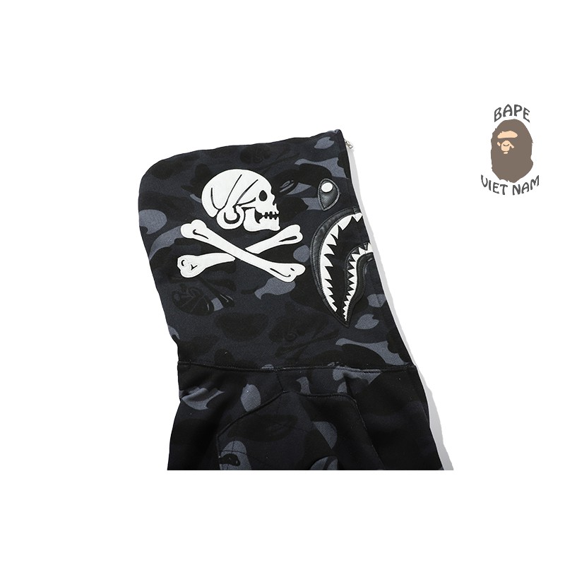 Jacket Bape Shark x NBHD Camo Black fullzip , Áo Hoodie Bape Cá Ngáo