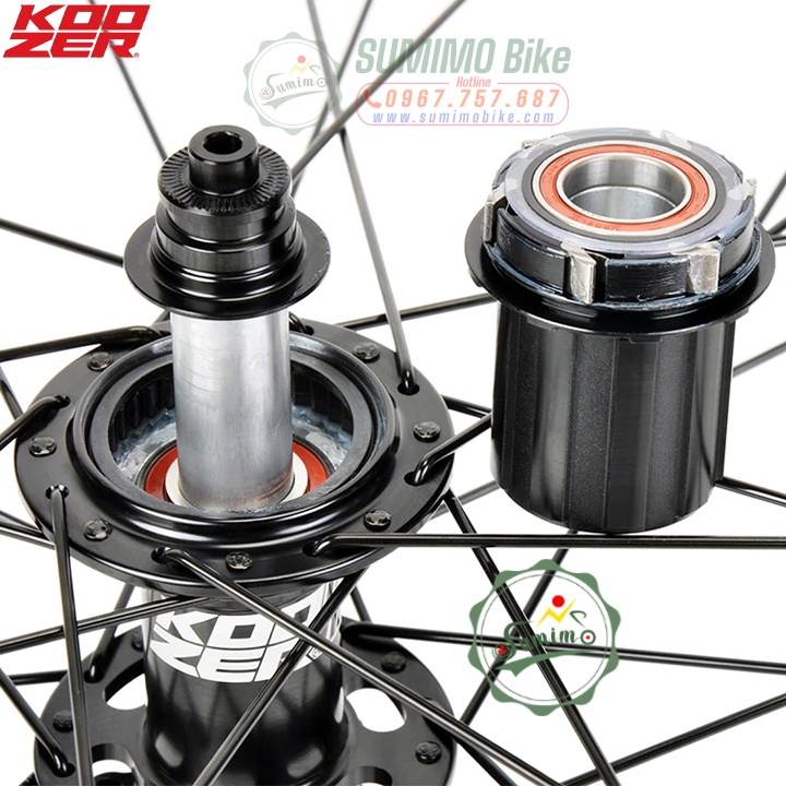 Bánh bộ nhôm KOOZER XP1705 Tubless - Hub XM390 cối HG 11 Speed - Thắng dĩa