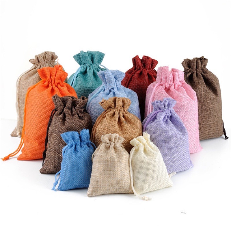 Túi vải bố dây rút nhiều màu đựng quà, phụ kiện 10*14cm