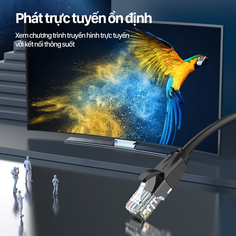 Dây mạng bấm sẵn 2 đầu Cat6 5m 10m 15m tốc độ cao pc Dây cáp mạng Lan ngoài trời UTP CAT 6 RJ45 Vention