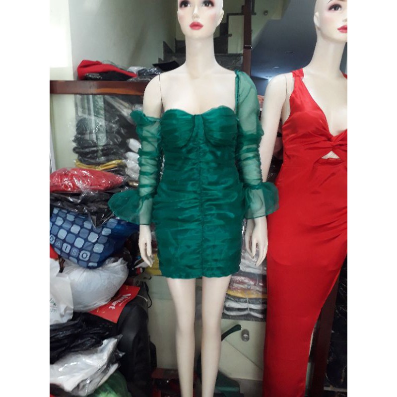 ĐẦM BODY TAY LƯỚI NHÚN