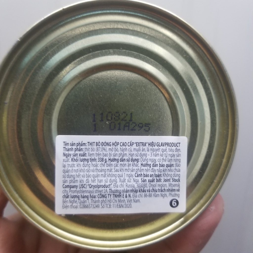 Thịt bò đóng hộp cao cấp "Extra" hiệu Glavproduct, 338 g - Nhập Khẩu Nga