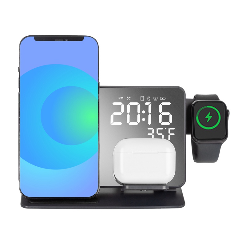 Bộ sạc nhanh không dây 4 trong 1 15W thích hợp cho IWatch iPhone 13/ 12/ 11 Pro/ Max/ Samsung Galaxy S10/ S10+