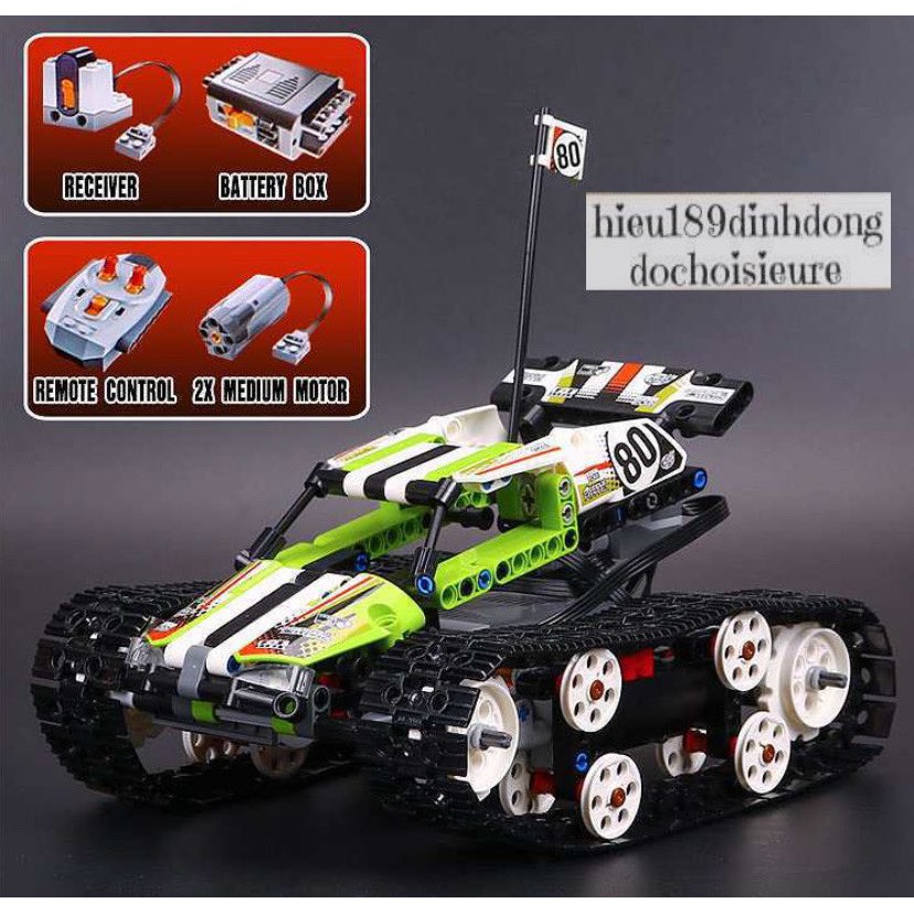 Lắp ráp xếp hình NOT Lego Technic 42065 Rc Tracked Racer, Lepin 20033 : Xe Ô Tô Đua Bánh Xích Điều Khiển Từ Xa 397 mảnh