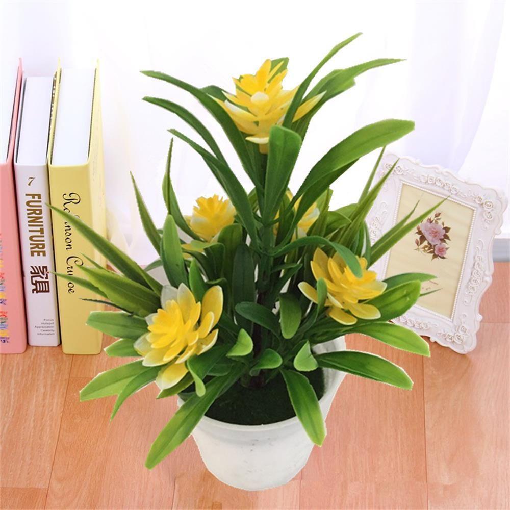 Chậu Hoa Giả Màu Sắc Đỏ Dùng Trang Trí Văn Phòng / Tiệc Cưới