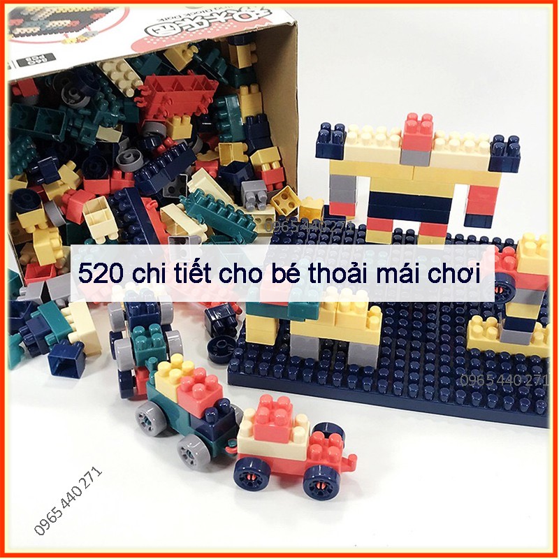 BỘ XẾP HÌNH LEGO 520 chi tiết lắp ráp sáng tạo cùng bé, hàng loại 1