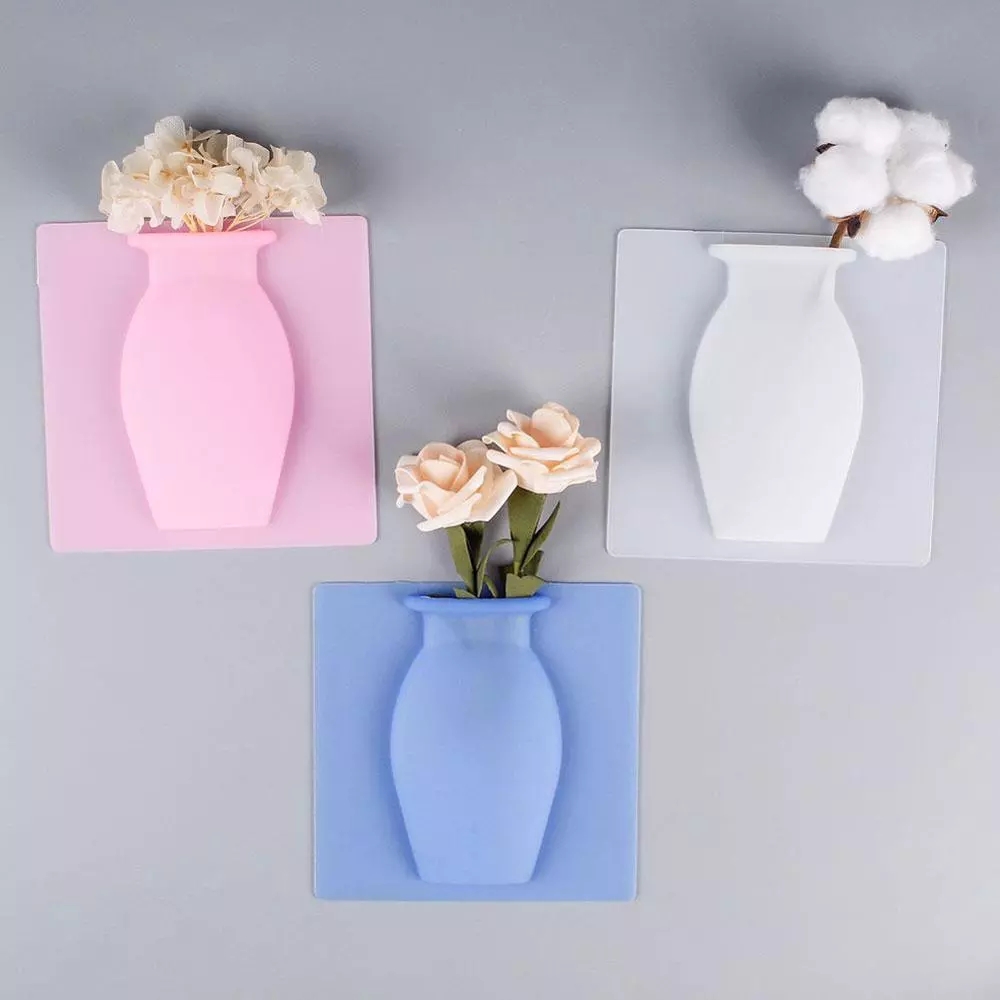 Bình hoa silicon dán và hút tường chắc chắn trang trí văn phòng trong nhà thiết kế xinh xắn