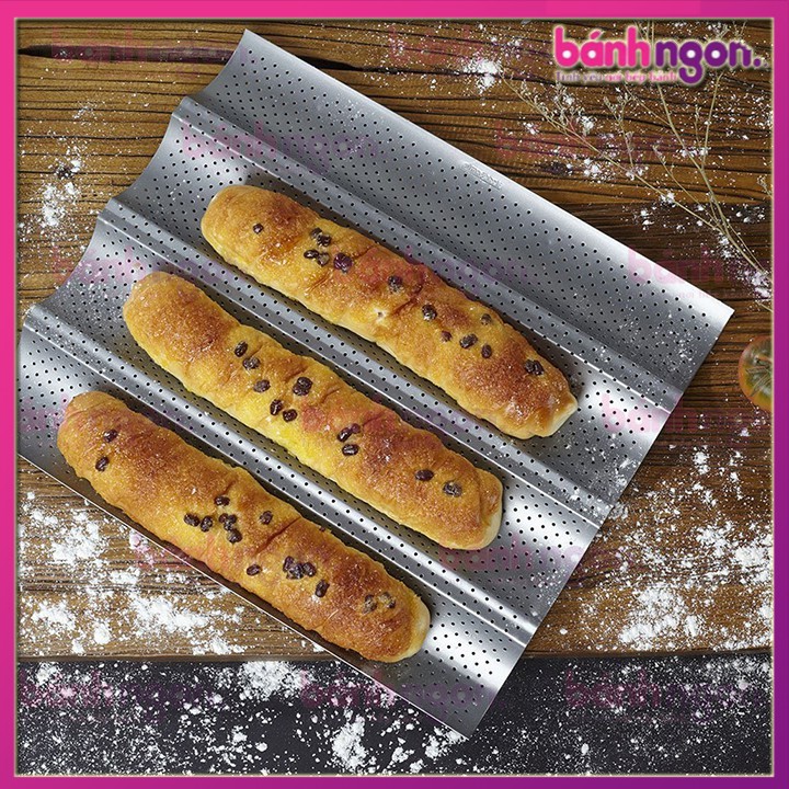 Khay Nướng Bánh Mì Pháp Baguette Chống Dính Lượn Sóng 4 Rãnh