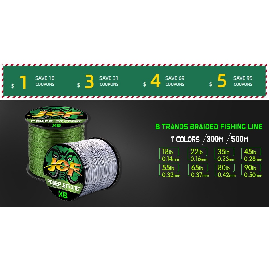 Cuộn Dây Câu Cá Bện 8 Sợi 300M 500M 100% PE Siêu Bền