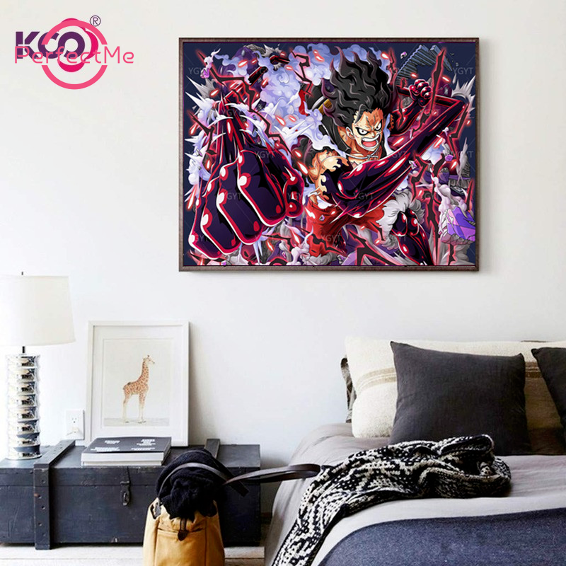 Tranh đính đá 5D tự làm hình ONE PIECE 40x30cm trang trí nhà cửa