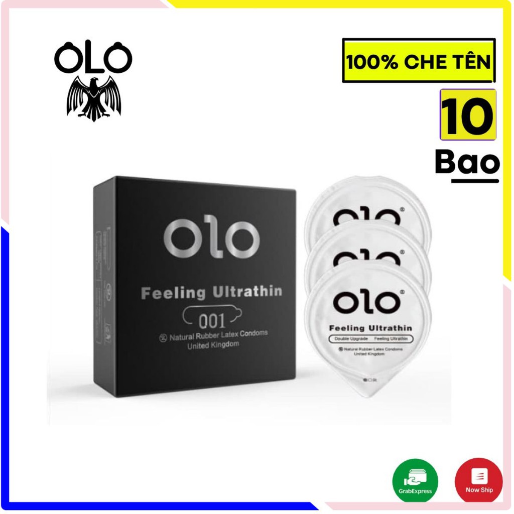 Bao cao su siêu mỏng 0.01 OLO. Mỏng chân thật 0.01mm ( 10 bao / 1 hộp )