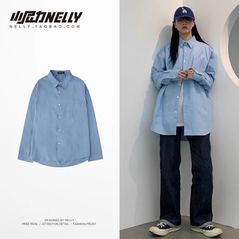 Áo sơ mi dài tay 4452 Nelly Heybig form rộng dành cho nam và nữ 45