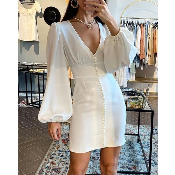 Đầm trắng tay dài 45-75 kgs