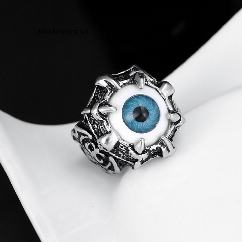Nhẫn đeo ngón tay thép không gỉ thiết kế móng rồng mắt quỷ đầu lâu phong cách gothic dành cho nam